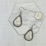 ER231217-20                      Silver metal with blue turquoise stone beads teardrop Earrings