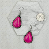 ER231217-20                      Silver metal with blue turquoise stone beads teardrop Earrings