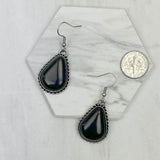 ER231217-20                      Silver metal with blue turquoise stone beads teardrop Earrings