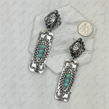 ER231217-25                      Silver metal with blue turquoise stone Earrings