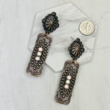 ER231217-27                      Copper metal with blue turquoise stone Earrings