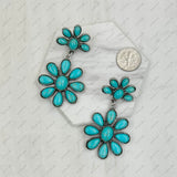 ER231217-33                          Silver metal with blue turquoise stone flower concho Earrings