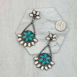 ER231217-44                   Silver metal with blue turquoise stone beads Earrings