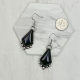 ER231217-57                  Silver metal with blue turquoise stone kite shape Earrings