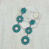 ER231217-62                  Silver metal concho with blue turquoise stone beads Earrings