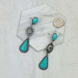 ER231217-72                 Silver metal with blue turquoise stone teardrop Earrings