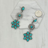 ER231217-77                      Silver metal with blue turquoise stone flower concho Earrings