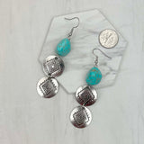 ER231217-89                  Silver metal with blue turquoise stone Earrings