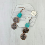 ER231217-91                 Copper metal with blue turquoise stone Earrings