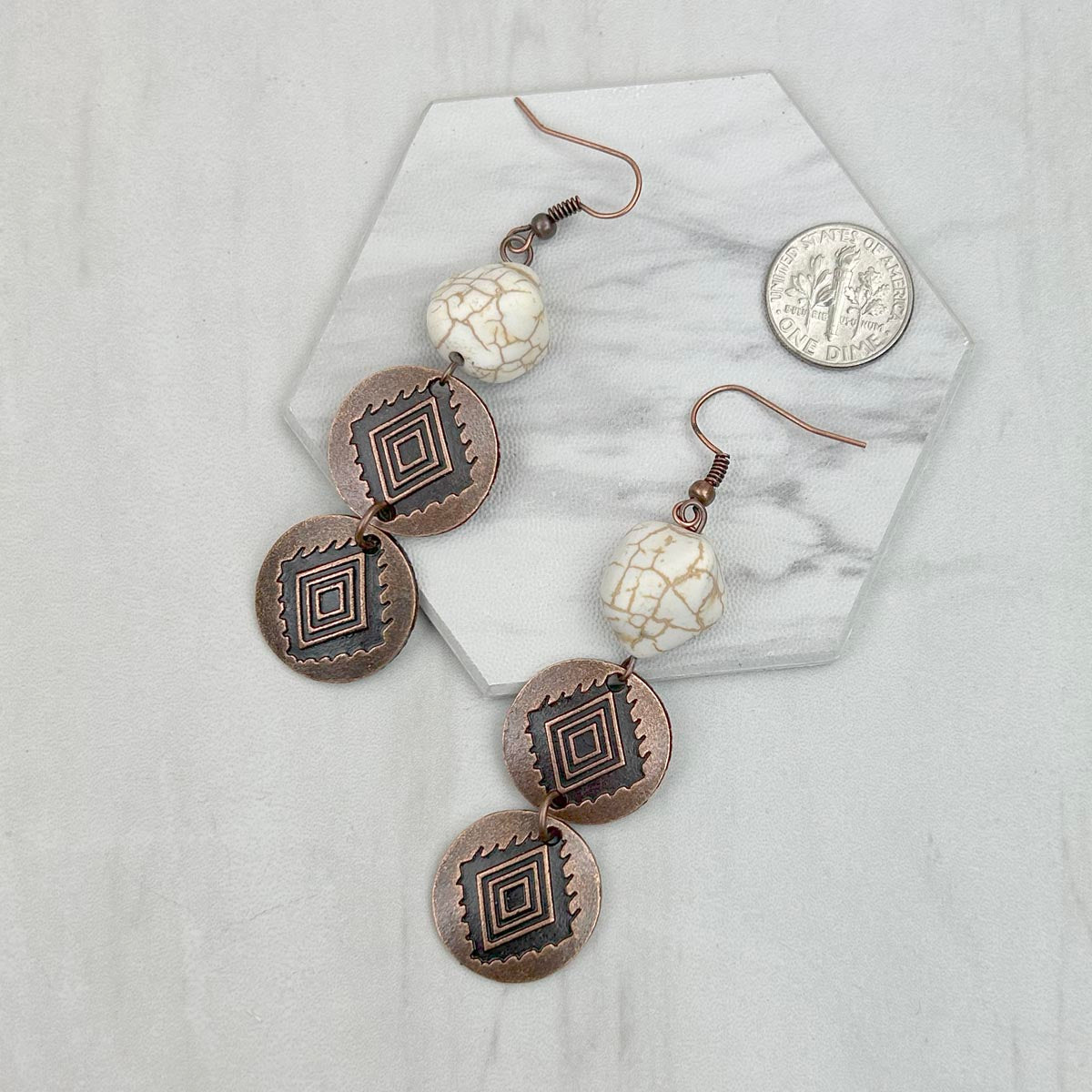 ER231217-91                 Copper metal with blue turquoise stone Earrings