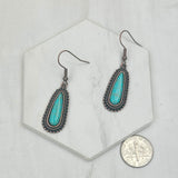 ER240530-02COPPER-BLUE               Copper metal with blue turquoise stone teardrop Earrings