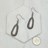 ER240530-02COPPER-BLUE               Copper metal with blue turquoise stone teardrop Earrings