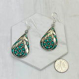 ER240722-01                German silver with blue turquoise stone Earrings