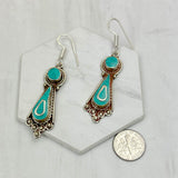 ER240722-06        German silver with blue turquoise Earrings