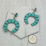 ER241010-01-BLUE            Silver metal with blue turquoise stone Earrings
