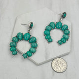 ER241010-01-BLUE            Silver metal with blue turquoise stone Earrings