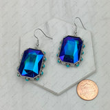 ER241130-02-LIGHT PINK                  Silver metal with light pink crystal and blue turquoise stone Earrings