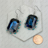 ER241130-02-LIGHT PINK                  Silver metal with light pink crystal and blue turquoise stone Earrings