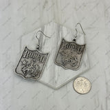 ER241215-01-COPPER             Copper metal western "RODEO'' Earrings