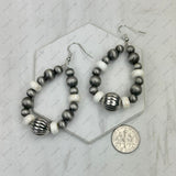 ER250309-11           Silver Navajo pearl with white color roundel turquoise stone teardrop Earrings