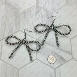 ER250309-12           Silver Navajo pearl beads bow tie Earrings