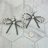 ER250309-14           Silver Navajo pearl beads with white turquoise stone beads bow tie Earrings