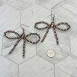 ER250309-15       Copper Navajo pearl beads bow tie Earrings