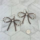 ER250309-18          Copper Navajo pearl beads with white turquoise stone beads bow tie Earrings