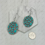 ER250330-02-BLUE               Silver metal with blue turquoise stone oval Earrings