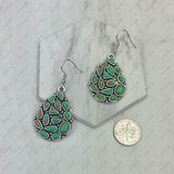 ER250330-03-BLUE                 Silver metal with blue turquoise stone Teardrop Earrings