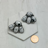 ER250430-01-BLUE            Silver metal with blue turquoise stone Animal paw Earrings