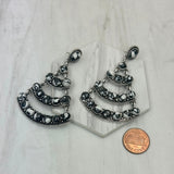 ER250430-02-BLUE           Silver metal with blue turquoise stone beads Earrings