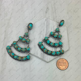 ER250430-02-BLUE           Silver metal with blue turquoise stone beads Earrings