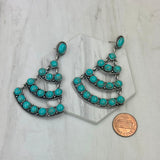 ER250430-02-BLUE           Silver metal with blue turquoise stone beads Earrings