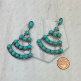 ER250430-02-BLUE           Silver metal with blue turquoise stone beads Earrings