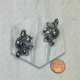 ER250430-03-BLUE              Silver metal with blue turquoise stone beads Earrings