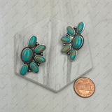 ER250430-03-BLUE              Silver metal with blue turquoise stone beads Earrings