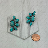 ER250430-03-BLUE              Silver metal with blue turquoise stone beads Earrings
