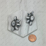 ER250430-03-HOT PINK                Silver metal with hot pink stone beads Earrings