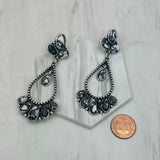 ER250430-04-BLUE           Silver metal with blue turquoise stone beads Earrings