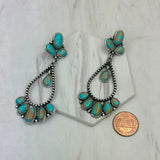 ER250430-04-BLUE           Silver metal with blue turquoise stone beads Earrings