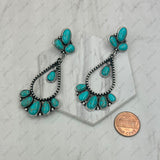 ER250430-04-BLUE            Silver metal with blue turquoise stone beads Earrings