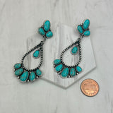 ER250430-04-BLUE           Silver metal with blue turquoise stone beads Earrings