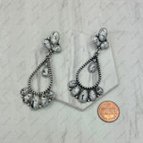 ER250430-04-HOT PINK             Silver metal with hot pink stone beads Earrings