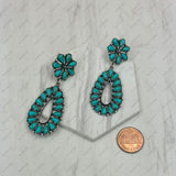 ER250430-05-BLUE            Silver metal with blue turquoise stone beads Earrings
