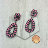 ER250430-05-HOT PINK          Silver metal with hot pink stone beads Earrings