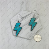 ER251126-01                Silver metal with Blue turquoise stone lightning Earring