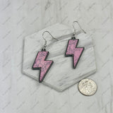 ER251126-04                   Silver metal with light pink turquoise stone lightning Earring