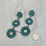 ER251227-01-BLUE                    Silver metal with blue turquoise stone flower concho Earrings