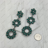 ER251227-01-BLUE                    Silver metal with blue turquoise stone flower concho Earrings